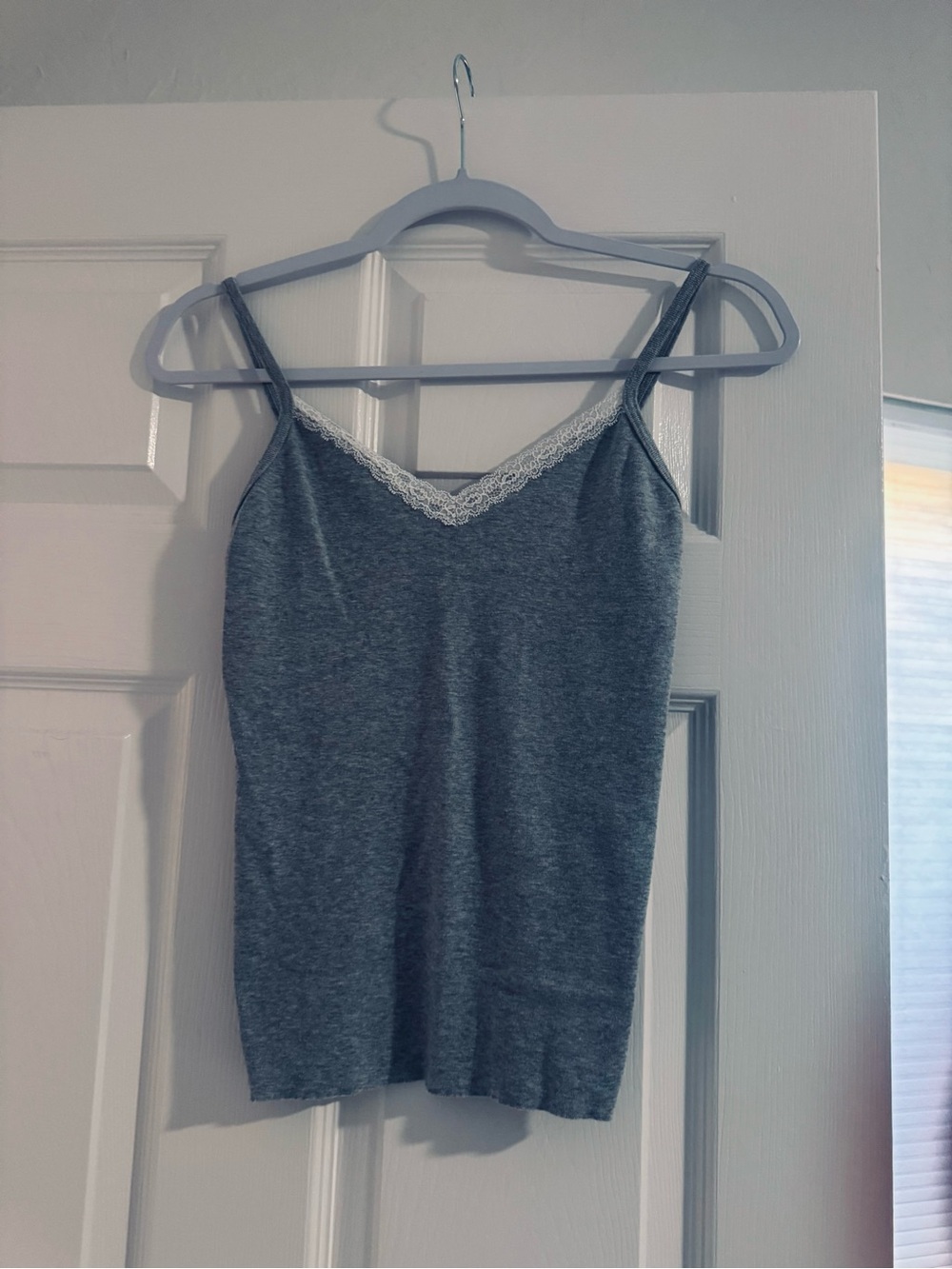 Brandy Melville Gray Lace-Trim Cami Tank